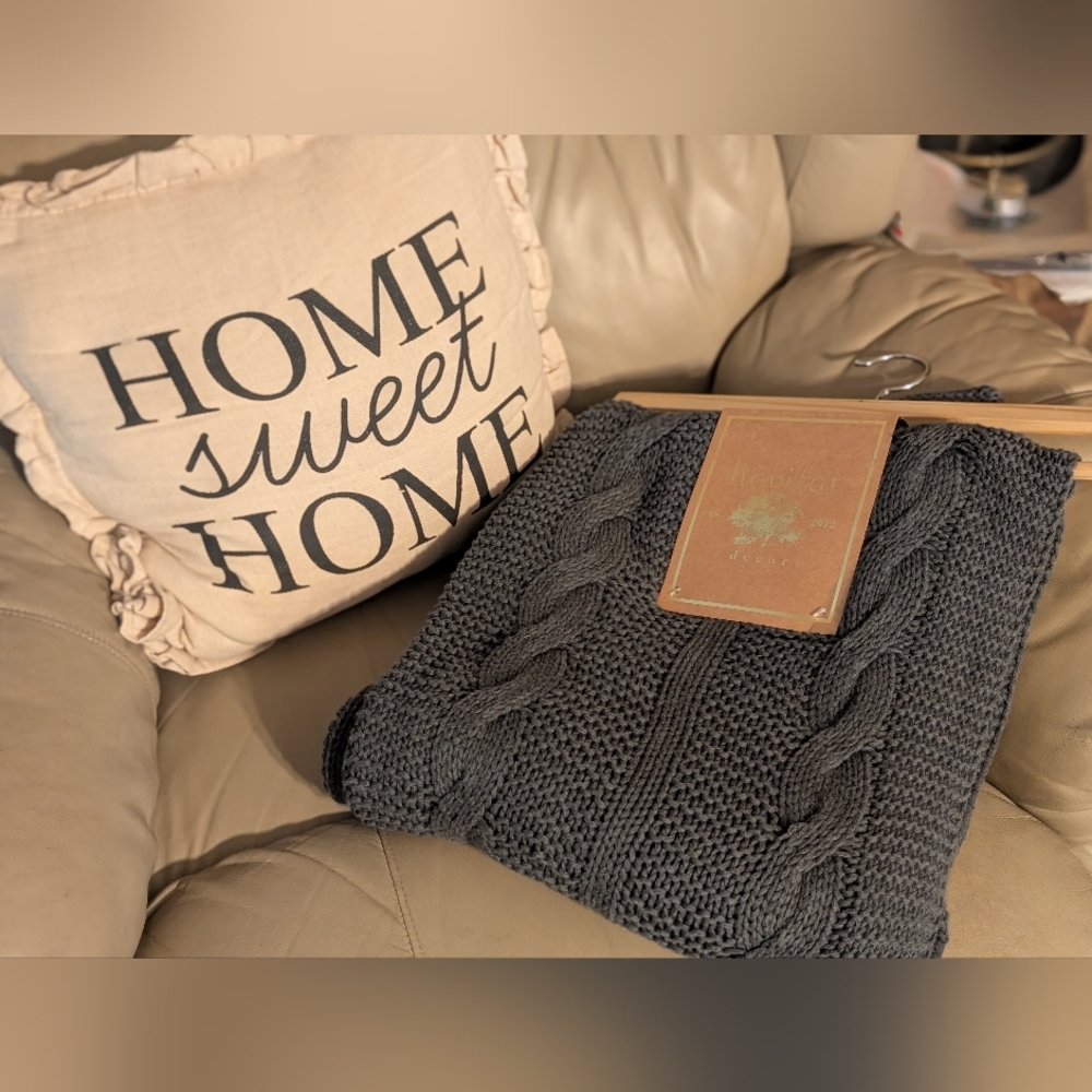 Habitat Gray Knitted Throw